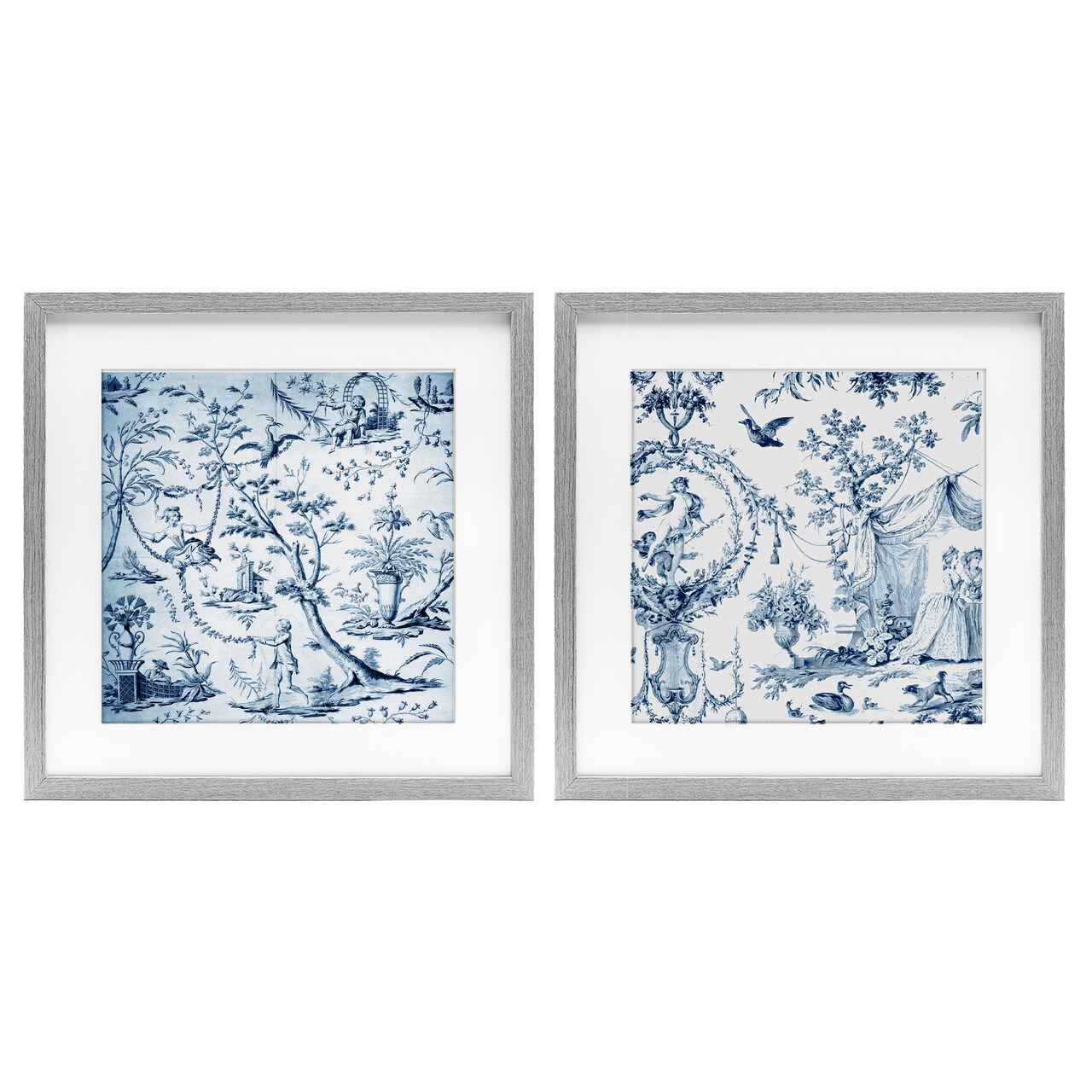 Stupell Industries Intricate Toile Scenery 2pc Framed Print Under Glass Set, design by Vintage Hustle